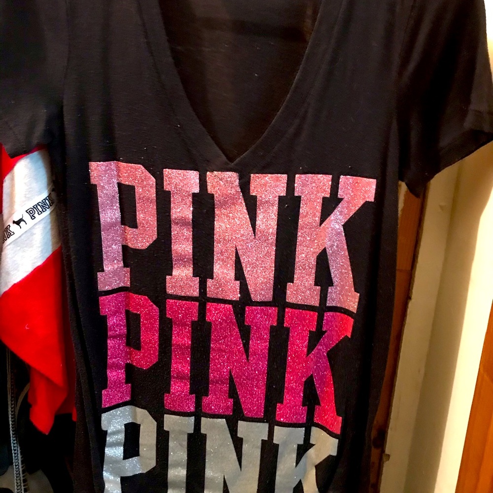 T shirt black size small pink Victoria secret